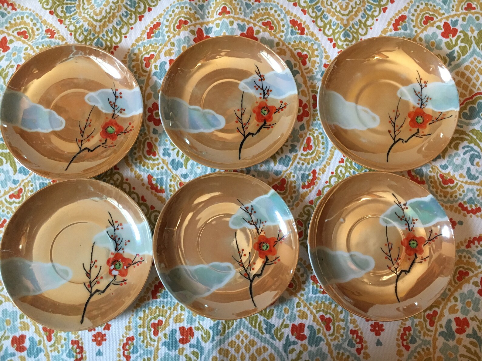 Vintage Hand Painted Japanese Tea Set Demitasse 3 Cups and 6 Etsy