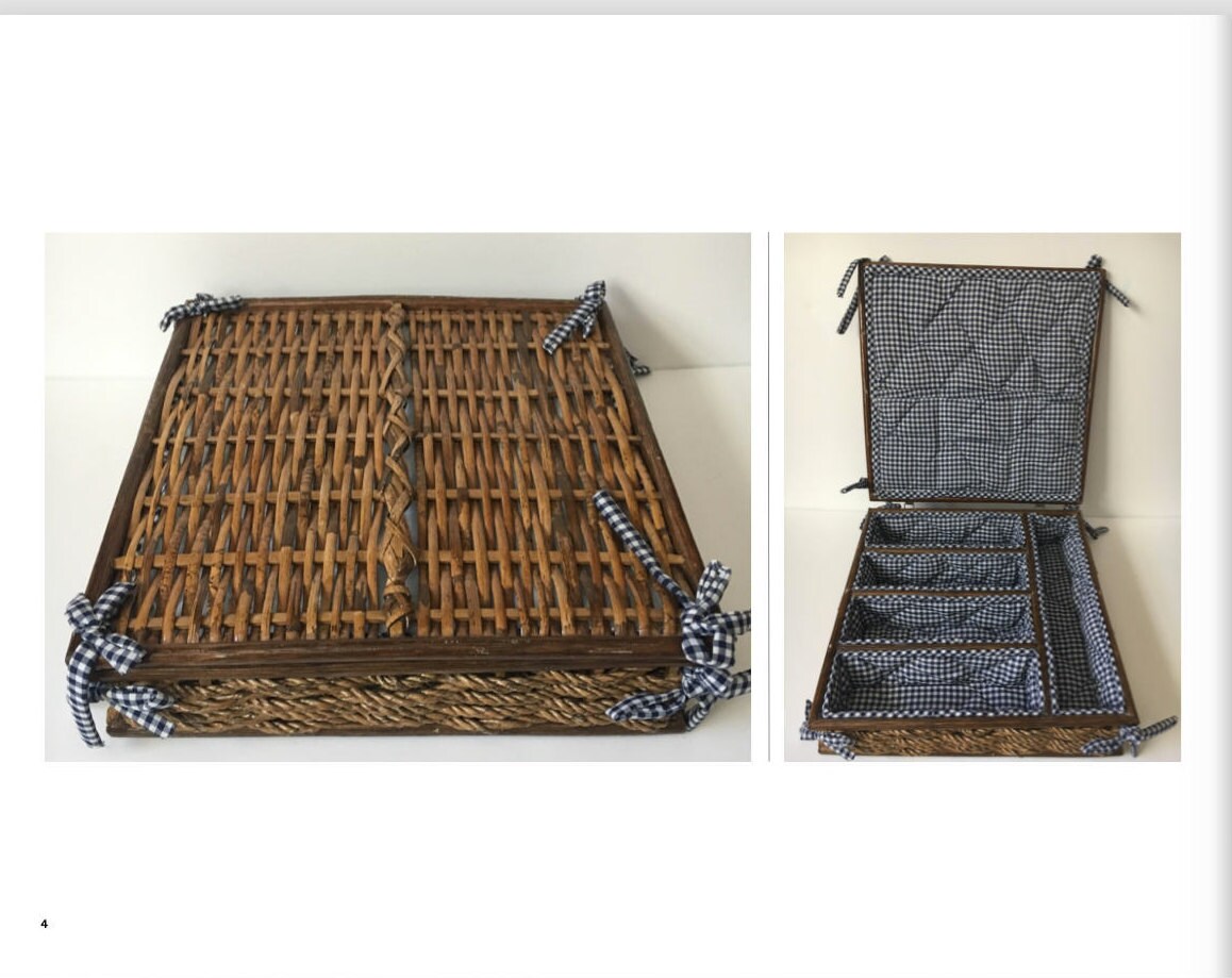 Vintage Rattan Silverware Caddy Silverware tray Flatware Etsy