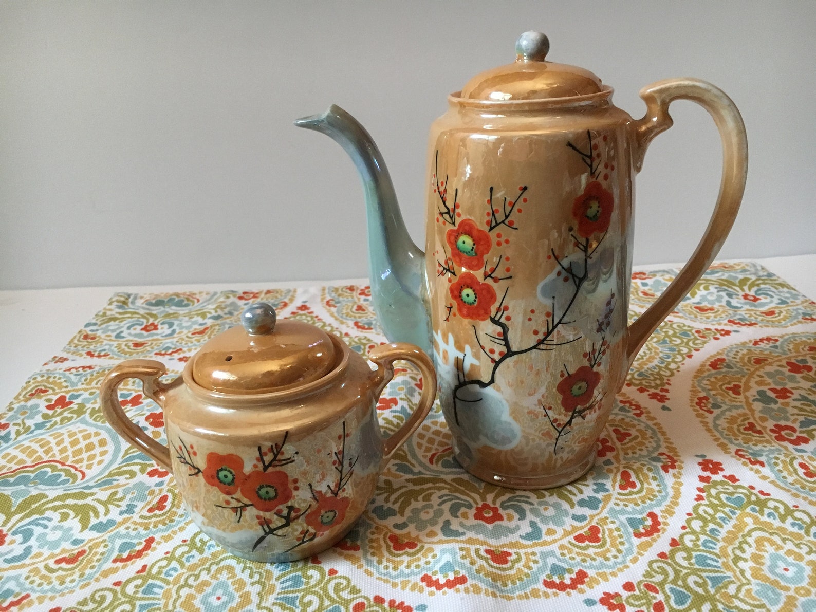 Vintage Hand Painted Japanese Tea Set Demitasse 3 Cups and 6 Etsy