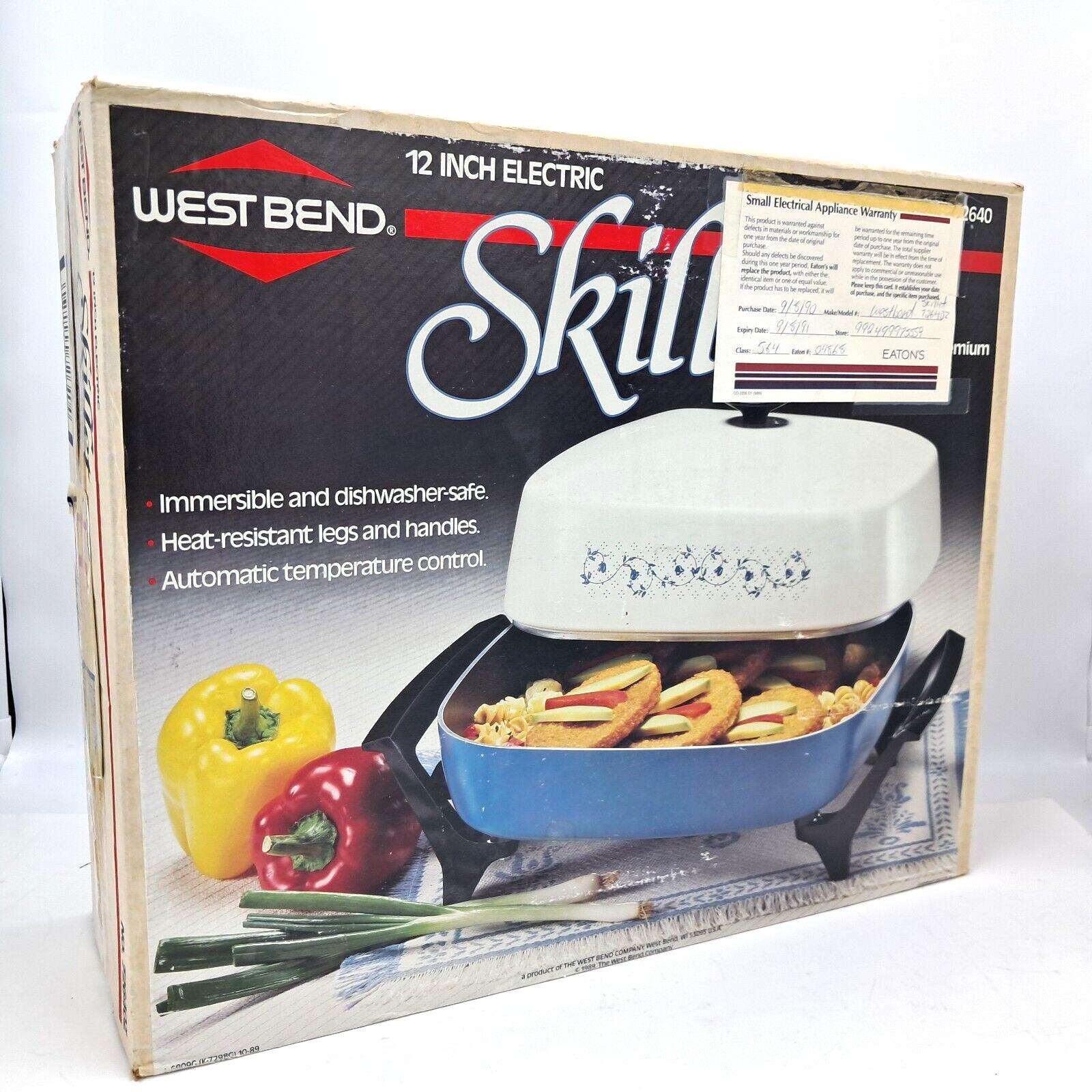 West Bend 12" Electric Skillet SilverStone Surface #72640Z  Vtg NOS-Original PKG