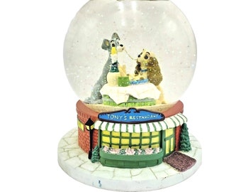 Disney Musical Snow Globe Lady and the Tramp Plays Bella Notte Tony's Restaurant