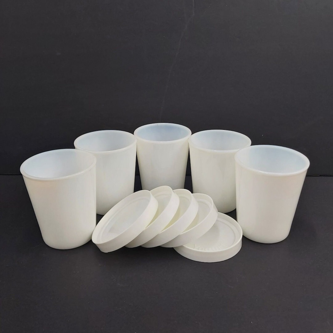 Salton Yogurt Maker Milk Glass Replacement Cups With Lids 5 Units Read
