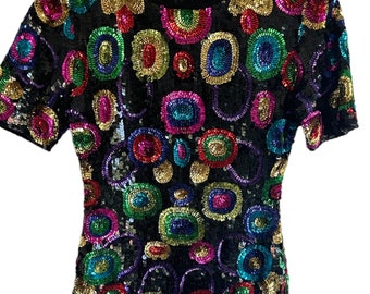 Fun colorful sequin dress with circle pattern