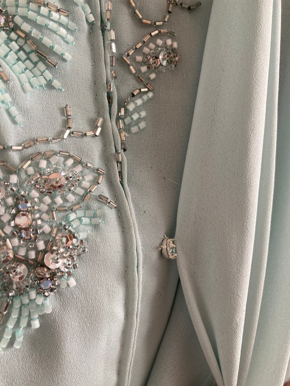 XXL Vintage Mint Beaded Gown - image 7