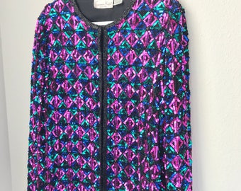 XL Colorful Vintage Sequin Jacket