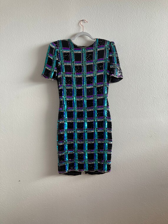 Sequin checkered dress size 6 Leslie fay silk dres