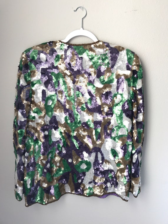 SMALL Amazing vintage sequin jacket , heavy pastel se… Gem
