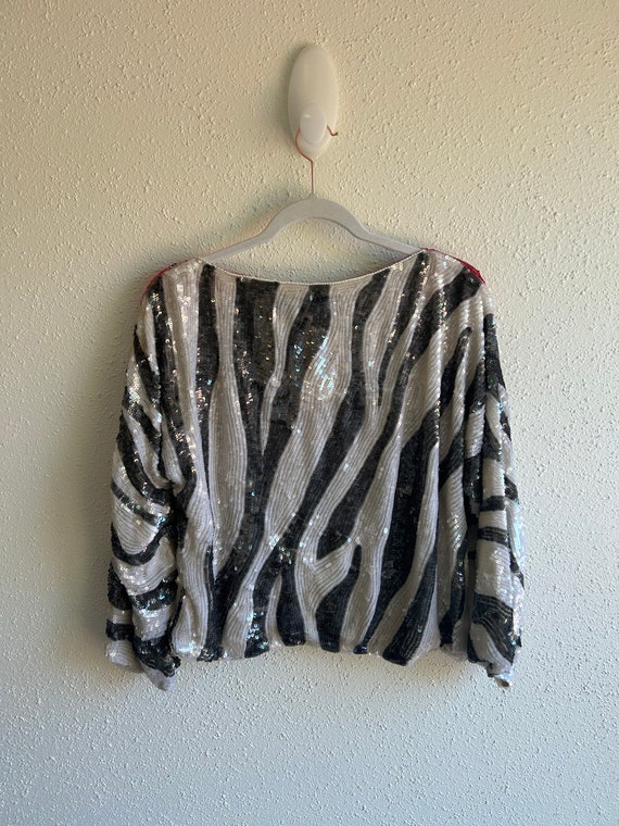 Iridescent vintage sequin zebra pattern top medium - image 6