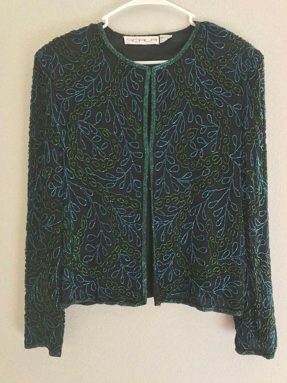 LARGE Black beaded Scala jacket, Scala beaded jac… - image 7