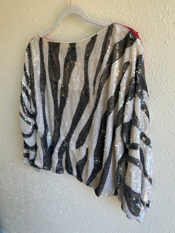 Iridescent vintage sequin zebra pattern top medium - image 8
