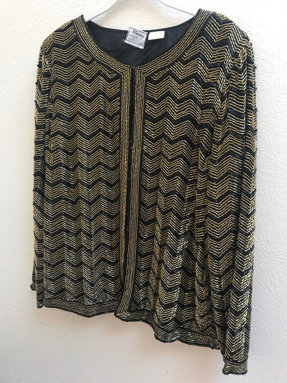 Large BEaded CHeVron PAttern JAcket - image 6