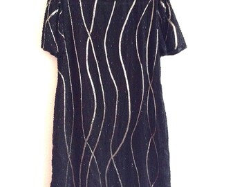 XL Black Beaded Chánna Dress
