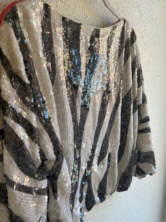 Iridescent vintage sequin zebra pattern top medium - image 7