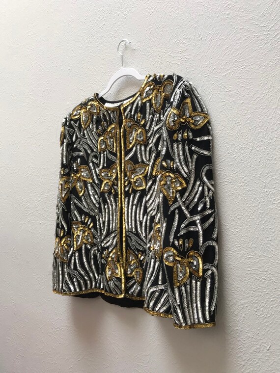 Medium Silver and gold sequin jacket - image 6