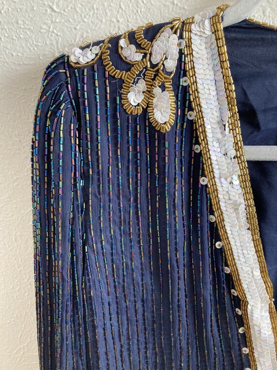 Small Scala sequin jacket size s in blue white an… - image 2