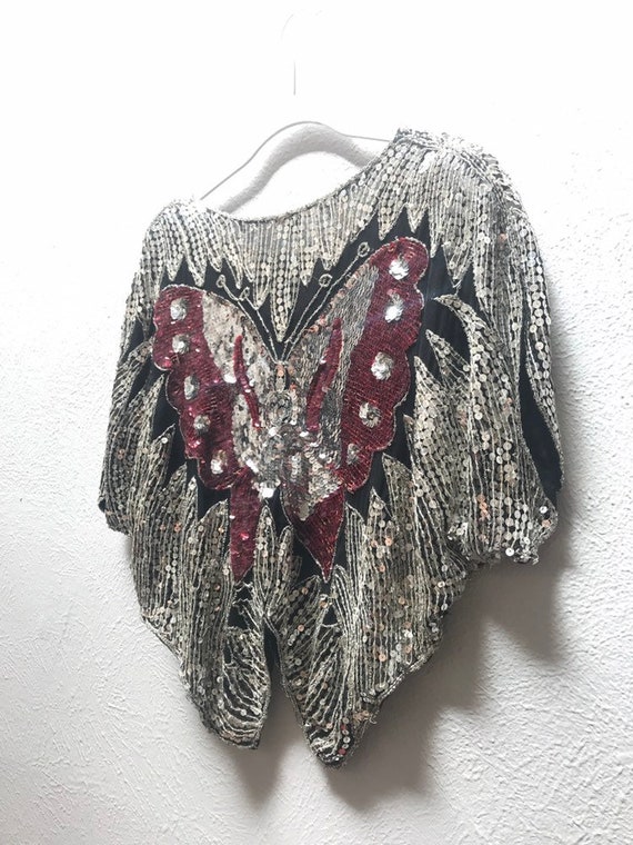 Sequin butterfly poncho top festival wear - image 2