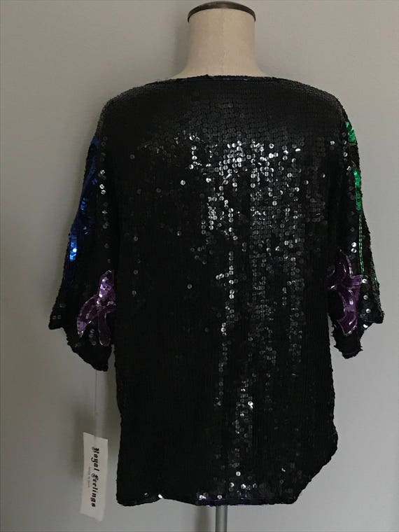 Medium Colorful sequin party top , vintage sequin… - image 8