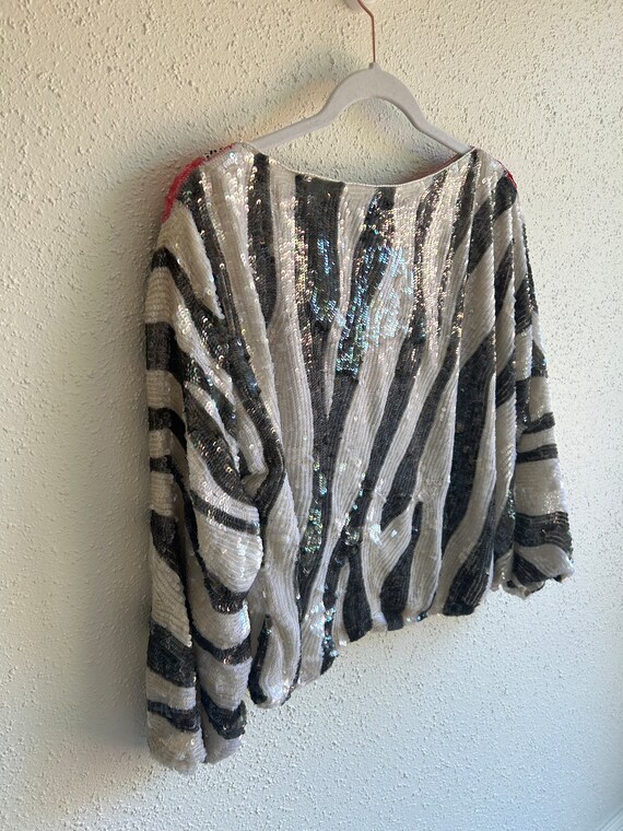 Iridescent vintage sequin zebra pattern top medium - image 9