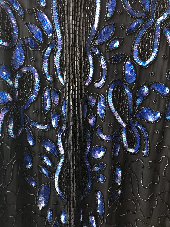 Vintage Black Sequin cardigan Blue Sequin Jacket,… - image 8