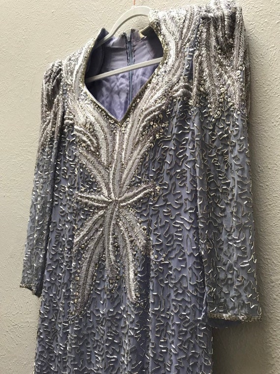 Size 14 pastel purple long sleeve beaded dress , … - image 1