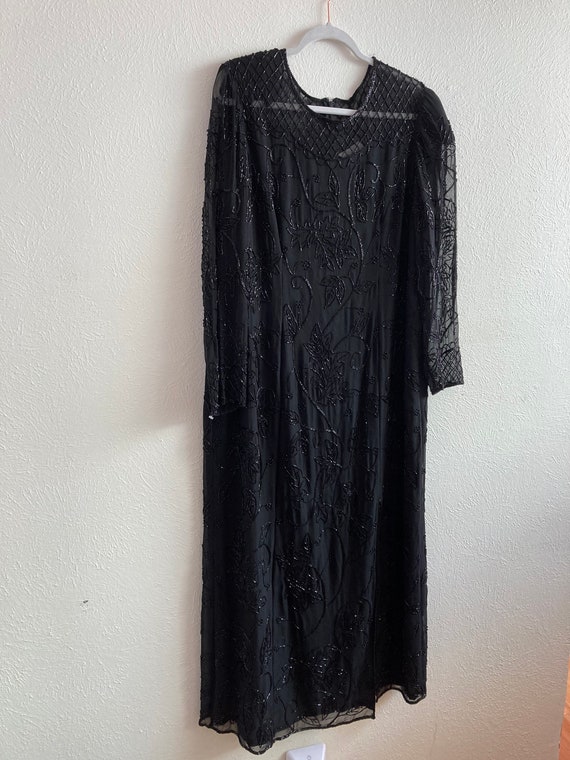 Black beaded vintage dress plus size 18