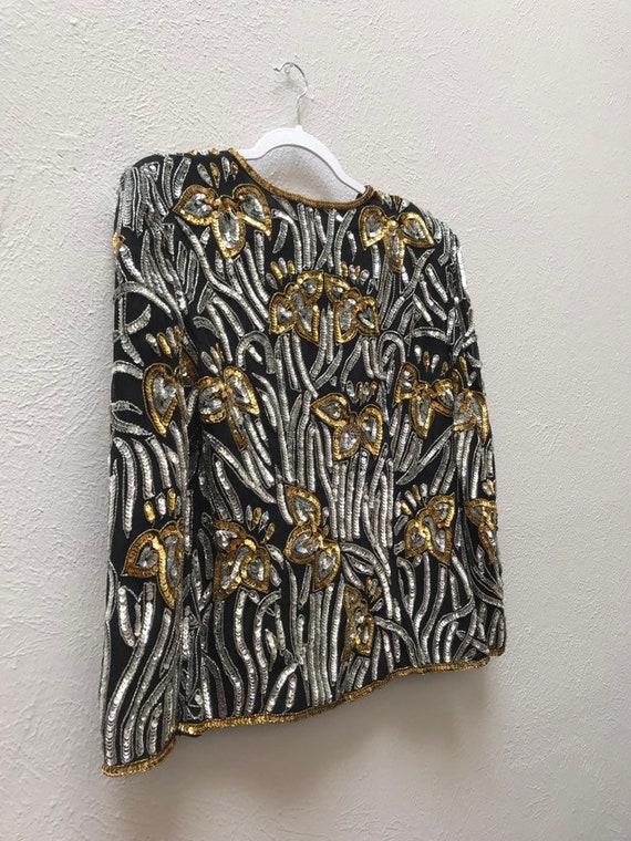 Medium Silver and gold sequin jacket - image 7