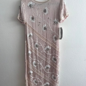 Stunning Blush Pink Beaded Evening Dress - Size Medium | SCALA Collection