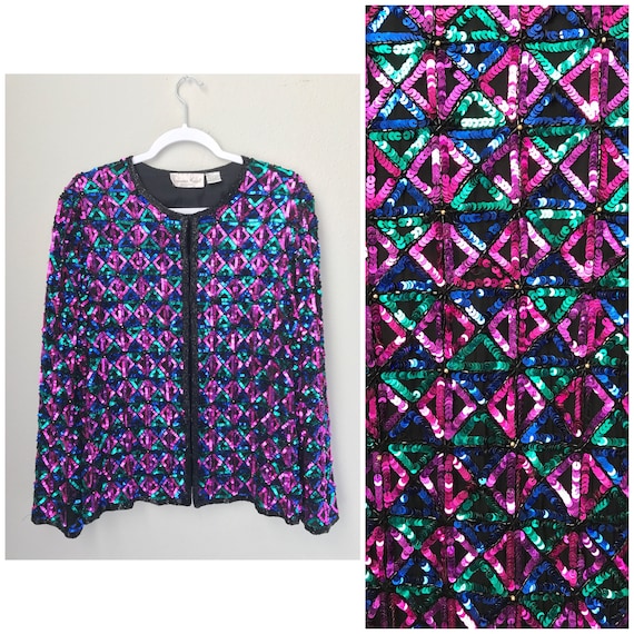 XL Colorful Vintage Sequin Jacket