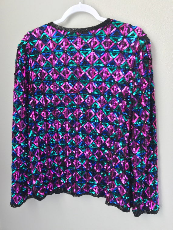 XL Colorful Vintage Sequin Jacket - image 5
