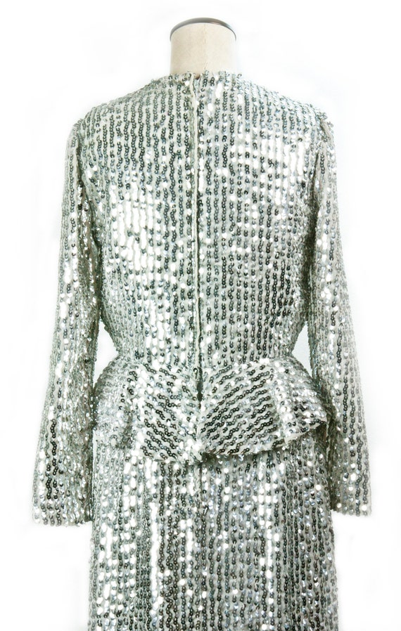 Vintage Silver Sequin Hollywood Gown | Stunning F… - image 3