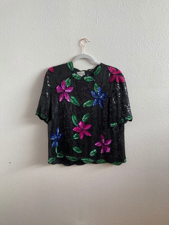 Large Stenay floral sequin top