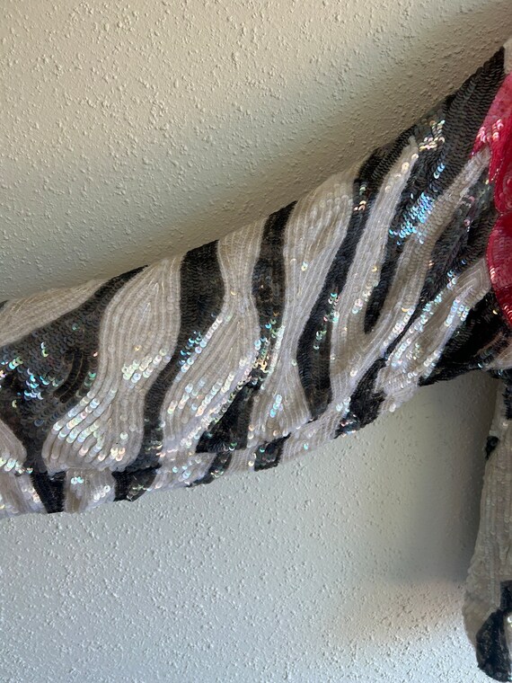 Iridescent vintage sequin zebra pattern top medium - image 5