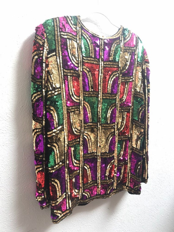 XL Colorful sequin jacket womens