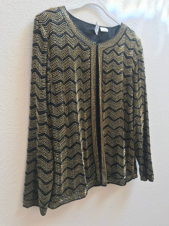 Large BEaded CHeVron PAttern JAcket - image 10