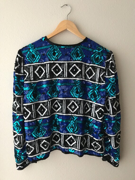 LARGE geometric pattern vintage sequin jacket - image 6
