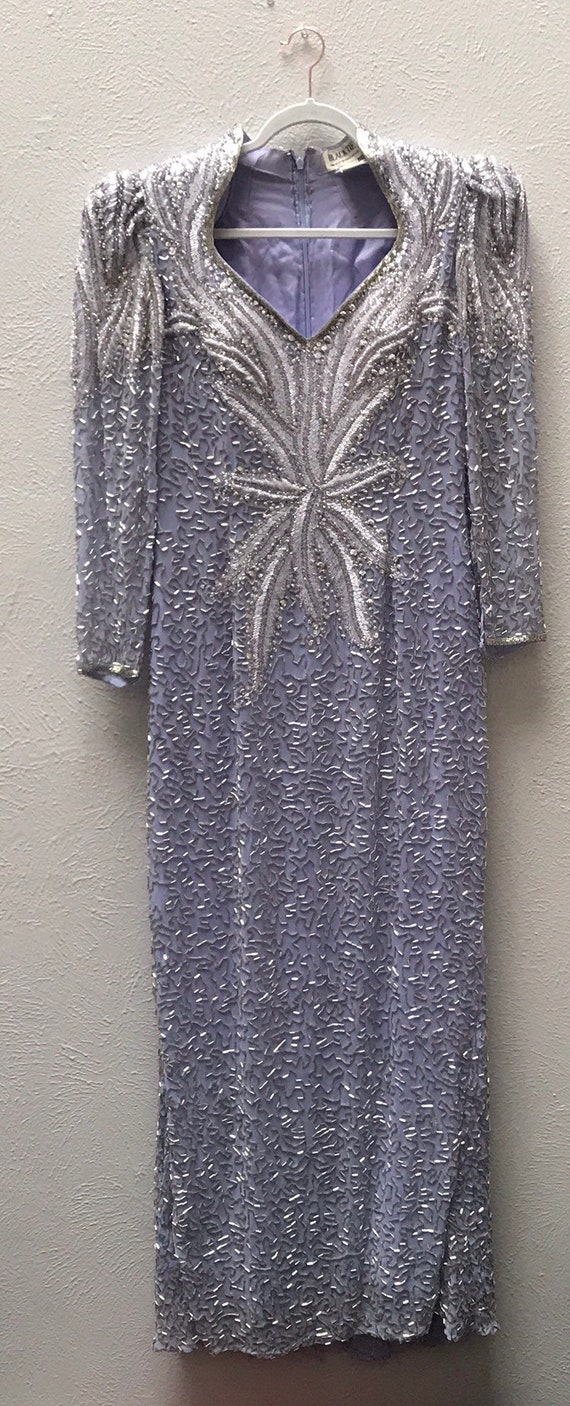 Size 14 pastel purple long sleeve beaded dress , … - image 5