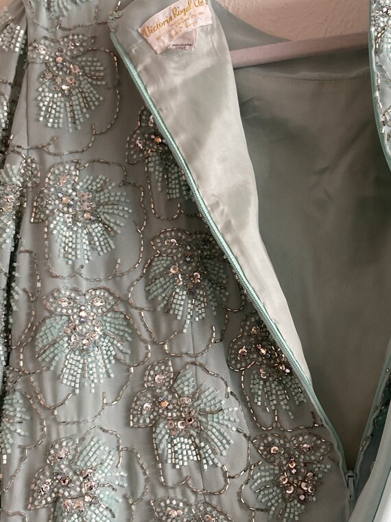 XXL Vintage Mint Beaded Gown - image 9