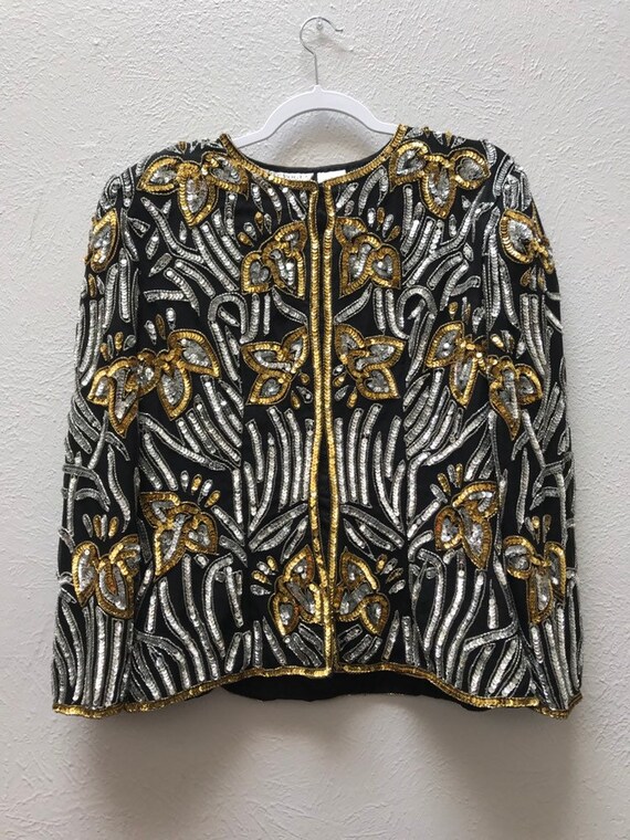 Medium Silver and gold sequin jacket - image 9