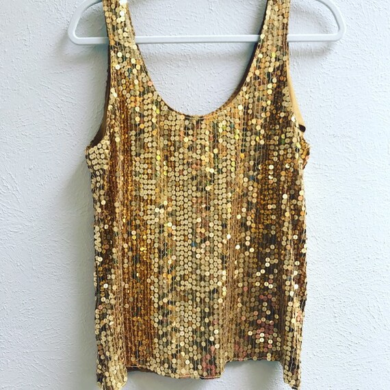 gold sequin tank top