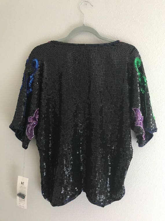 Medium Colorful sequin party top , vintage sequin… - image 5