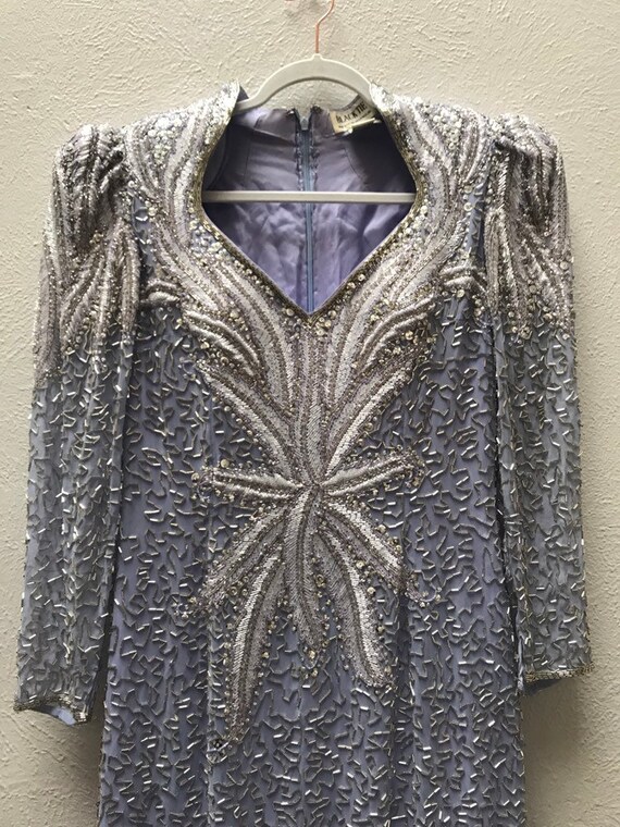 Size 14 pastel purple long sleeve beaded dress , … - image 2