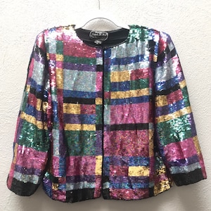 Small Vintage Sequin plaid jacket