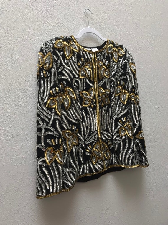 Medium Silver and gold sequin jacket - image 8
