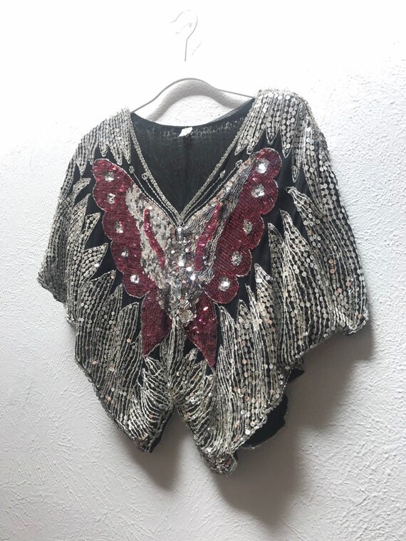 Sequin butterfly poncho top festival wear - image 4