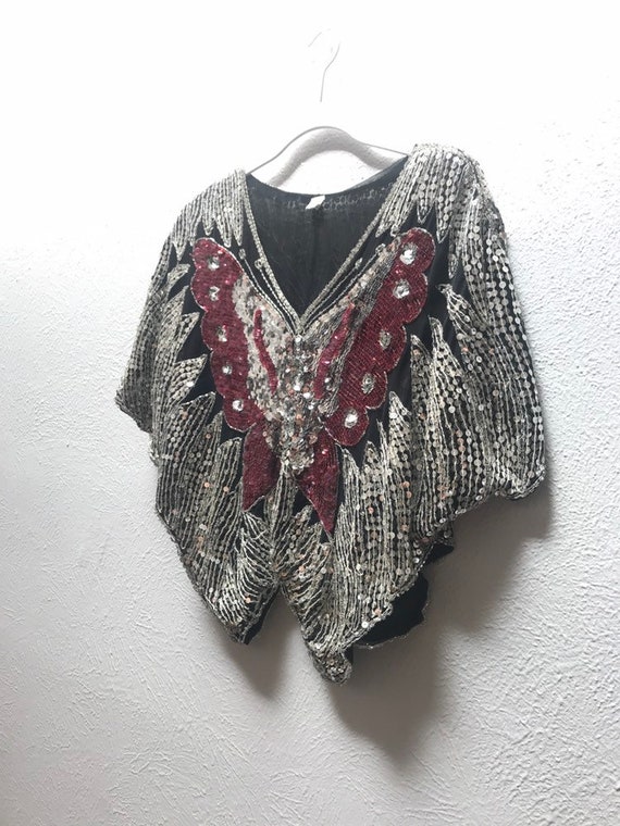 Sequin butterfly poncho top festival wear - image 7