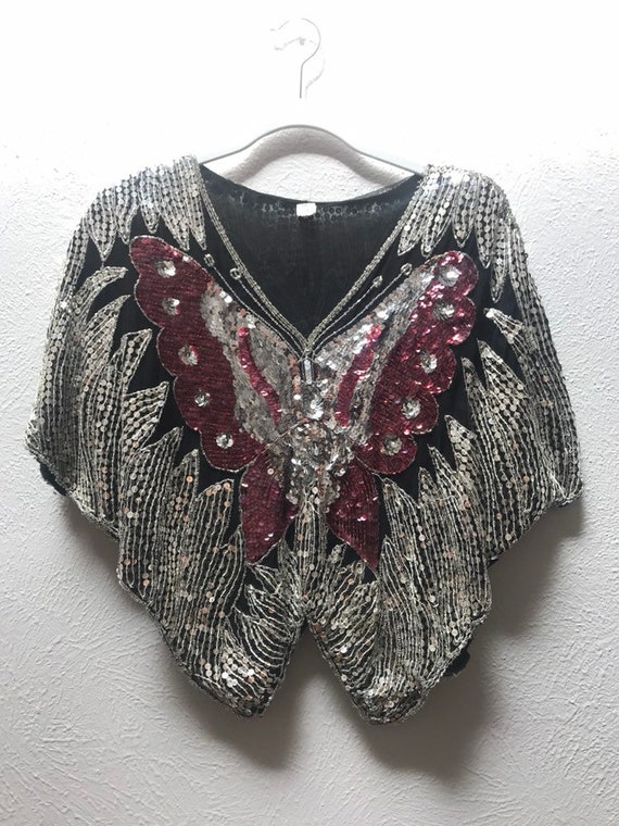 sequin butterfly poncho top - Gem