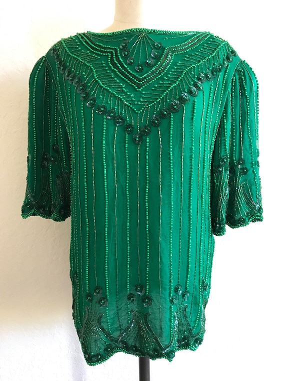 blue green sequin top