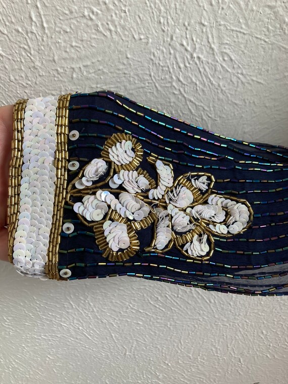 Small Scala sequin jacket size s in blue white an… - image 4