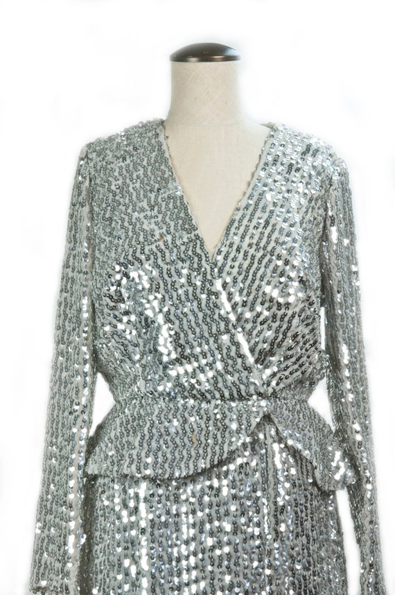 Vintage Silver Sequin Hollywood Gown | Stunning F… - image 2