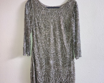 LARGE Silver beaded and sequin dress